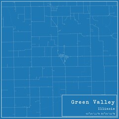 Blueprint US city map of Green Valley, Illinois.