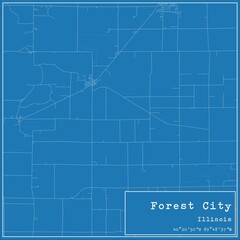 Fototapeta premium Blueprint US city map of Forest City, Illinois.