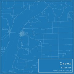 Obraz premium Blueprint US city map of Lacon, Illinois.