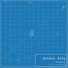 Obraz premium Blueprint US city map of Gibson City, Illinois.
