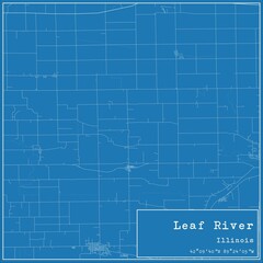 Blueprint US city map of Leaf River, Illinois.