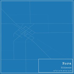 Blueprint US city map of Nora, Illinois.