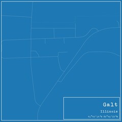 Blueprint US city map of Galt, Illinois.