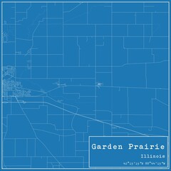 Blueprint US city map of Garden Prairie, Illinois.