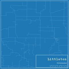 Blueprint US city map of Littleton, Illinois.