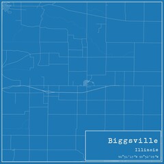 Blueprint US city map of Biggsville, Illinois.