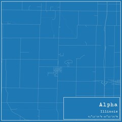 Blueprint US city map of Alpha, Illinois.