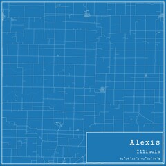 Blueprint US city map of Alexis, Illinois.