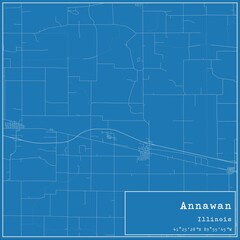 Blueprint US city map of Annawan, Illinois.