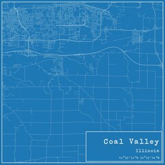 Blueprint US city map of Coal Valley, Illinois.