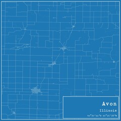 Blueprint US city map of Avon, Illinois.
