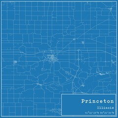 Blueprint US city map of Princeton, Illinois.