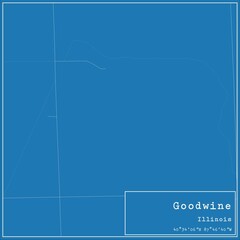 Blueprint US city map of Goodwine, Illinois.
