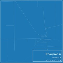 Blueprint US city map of Iroquois, Illinois.