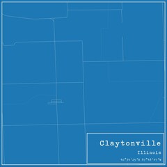 Blueprint US city map of Claytonville, Illinois.