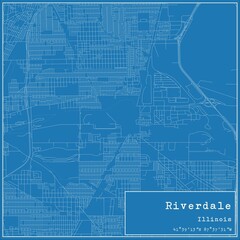 Blueprint US city map of Riverdale, Illinois.
