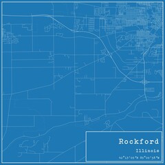 Blueprint US city map of Rockford, Illinois.