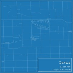 Blueprint US city map of Davis, Illinois.