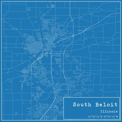 Blueprint US city map of South Beloit, Illinois.