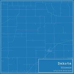 Fototapeta premium Blueprint US city map of Dakota, Illinois.