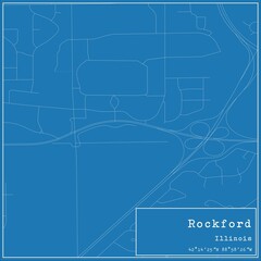 Fototapeta premium Blueprint US city map of Rockford, Illinois.