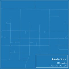 Blueprint US city map of Andover, Illinois.