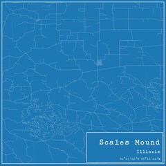 Blueprint US city map of Scales Mound, Illinois.
