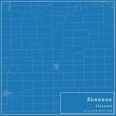 Fototapeta premium Blueprint US city map of Shannon, Illinois.