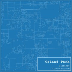 Blueprint US city map of Orland Park, Illinois.