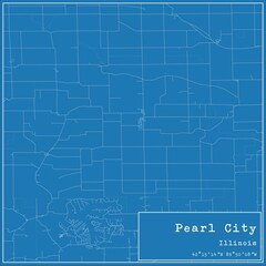 Blueprint US city map of Pearl City, Illinois.