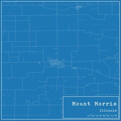 Blueprint US city map of Mount Morris, Illinois.
