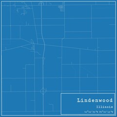 Blueprint US city map of Lindenwood, Illinois.