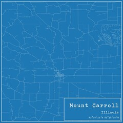 Blueprint US city map of Mount Carroll, Illinois.