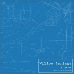 Obraz premium Blueprint US city map of Willow Springs, Illinois.