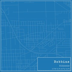Blueprint US city map of Robbins, Illinois.