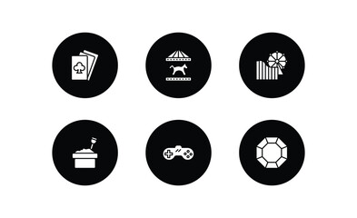 arcade filled icons set. arcade filled icons pack included gambler, carousel horse, amusement park, sandbox, super, crystal vector.