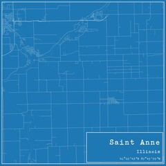 Blueprint US city map of Saint Anne, Illinois.