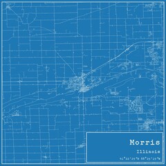 Blueprint US city map of Morris, Illinois. - obrazy, fototapety, plakaty