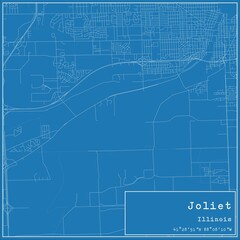 Blueprint US city map of Joliet, Illinois.