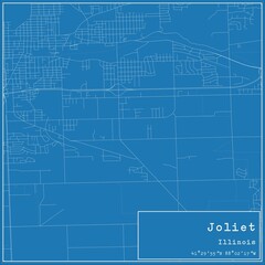 Fototapeta premium Blueprint US city map of Joliet, Illinois.