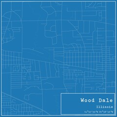 Blueprint US city map of Wood Dale, Illinois.