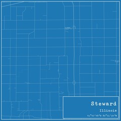 Blueprint US city map of Steward, Illinois.
