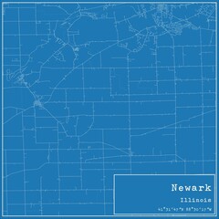 Blueprint US city map of Newark, Illinois.