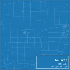 Blueprint US city map of Leland, Illinois.