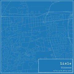Fototapeta premium Blueprint US city map of Lisle, Illinois.