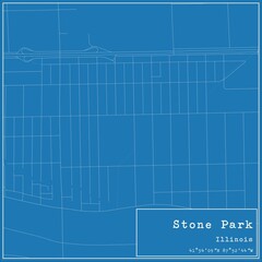 Blueprint US city map of Stone Park, Illinois.