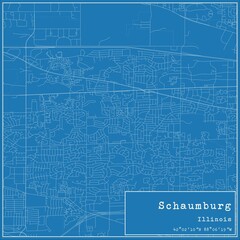Blueprint US city map of Schaumburg, Illinois.