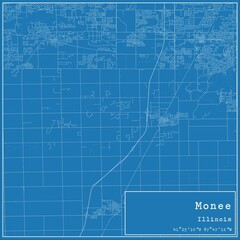 Blueprint US city map of Monee, Illinois.