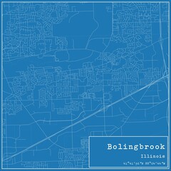 Blueprint US city map of Bolingbrook, Illinois.