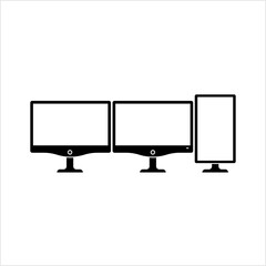 Computer Multi Monitor Setup Icon, Computer Pictorial Form Visual Display Output Device Layout, Display Device